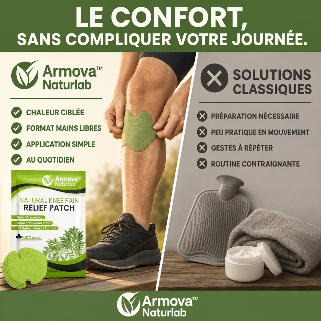 Armova™ — Patch chauffant à l'armoise pour le confort des genoux.